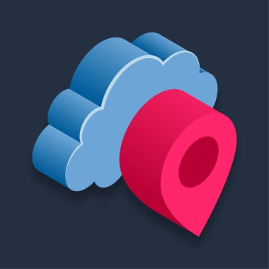 Bulut Konumu - Isometric 3d illüstrasyon.