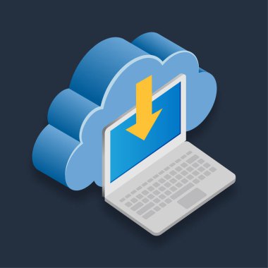 Laptop Depolama - Isometric 3d illüstrasyon.