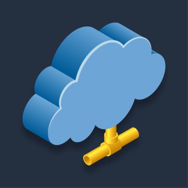 Bulut Ağı - Isometric 3d illüstrasyon.