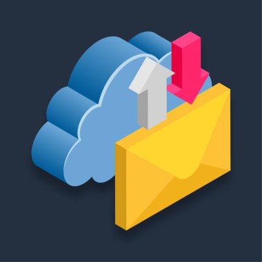E- posta Aktar - Isometric 3d illüstrasyon.