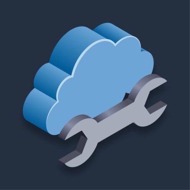 Bulut İyimsemesi - Isometric 3D illüstrasyon.