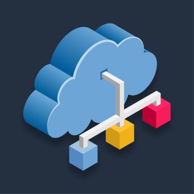 Bulut Ağı - Isometric 3d illüstrasyon.