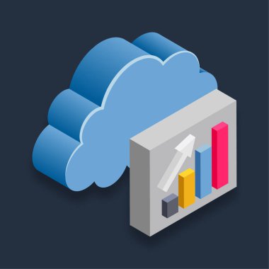 Bulut Analizi - Isometric 3D illüstrasyon.