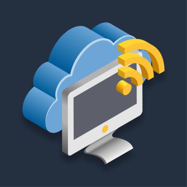 Wifi - Isometric 3D illüstrasyon.