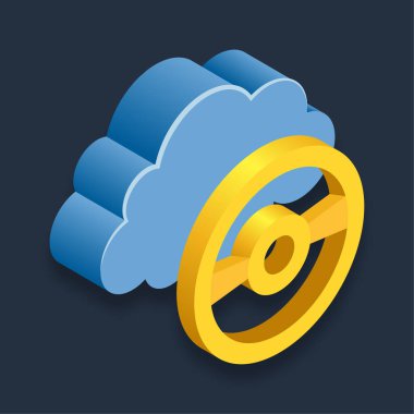 Akıllı Araba - Isometric 3d illüstrasyon.