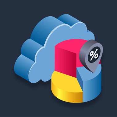 İndirim Analizi - Isometric 3d illüstrasyon.