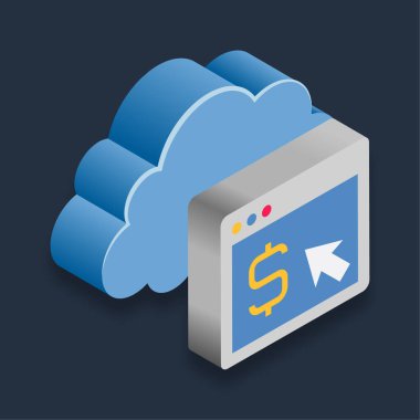 Çevrimiçi Bankacılık - Isometric 3d illüstrasyon.