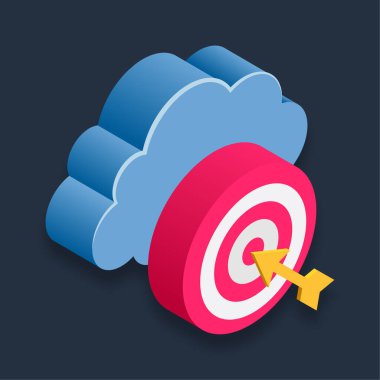 Bulut Hedefi - Isometric 3D illüstrasyon.