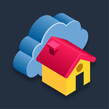 Sunucu Evi - Isometric 3d illüstrasyon.