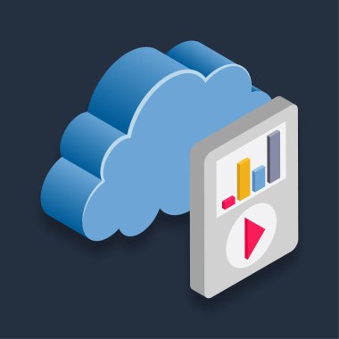 Çevrimiçi Ortam Oynatıcı - Isometric 3d illüstrasyon.