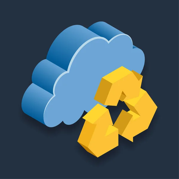 Cloud Sync Isometric Ilustrație — Vector de stoc