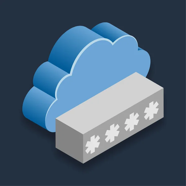 Cloud Passwort Isometrische Illustration — Stockvektor