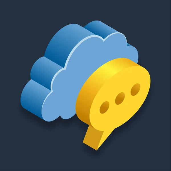 Cloud Message Izometrikus Illusztráció — Stock Vector