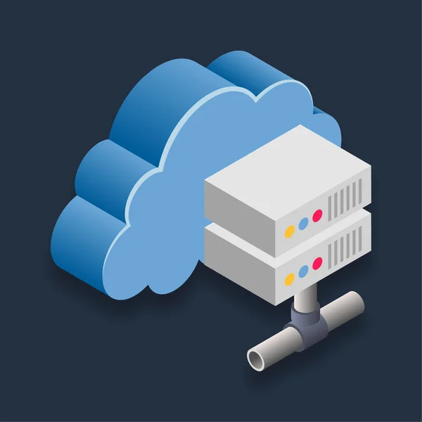 Cloud Server Isometrische Illustratie — Stockvector
