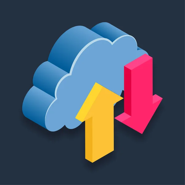 Transfer Cloud Data Isometric Illustration — Stock Vector