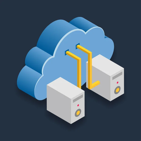 Cloud Server Connection Izometrikus Illusztráció — Stock Vector