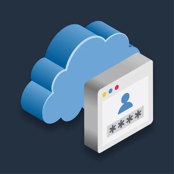 Cloud Account Security Изометрическая Трехмерная Иллюстрация — стоковый вектор