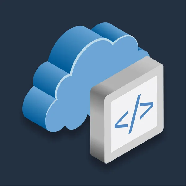 Cloud Coding Illustrazione Isometrica — Vettoriale Stock