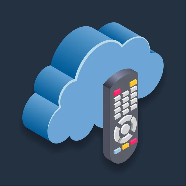 Cloud Control Remote Ισομετρική Τρισδιάστατη Απεικόνιση — Διανυσματικό Αρχείο