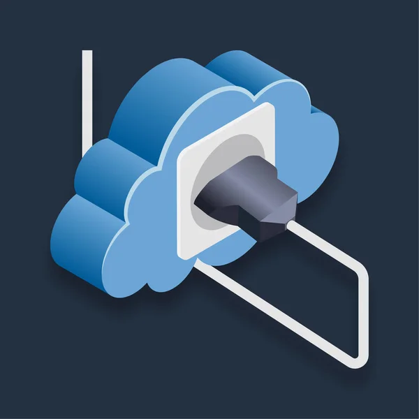 Cloud Plugin Izometrikus Illusztráció — Stock Vector