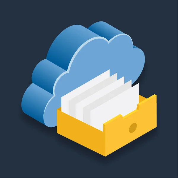 Cloud Files Isometric Illustration — Stock Vector