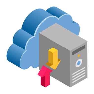 Sunucu Pc - Isometric 3d illüstrasyon.