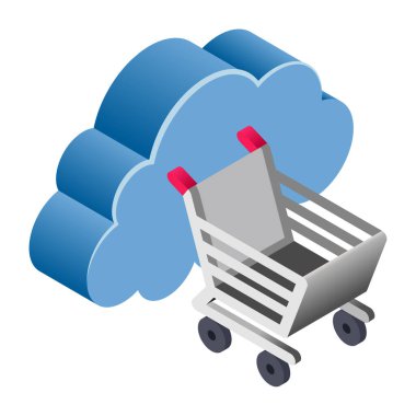 E-Alışveriş - Isometric 3D illüstrasyon.