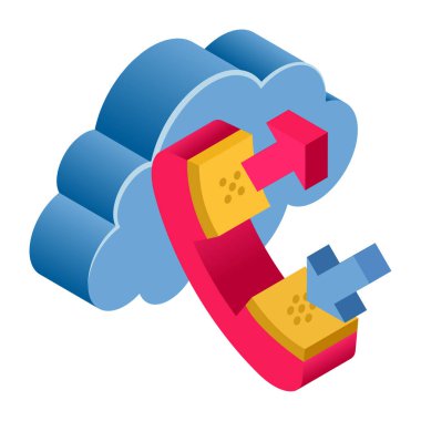 Çevrimiçi Arama - Isometric 3d illüstrasyon.