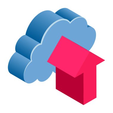 Bulut Yükle - Isometric 3d illüstrasyon.