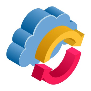 Bulut Eşzamanlaması - Isometric 3D illüstrasyon.