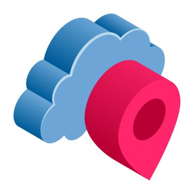 Bulut Konumu - Isometric 3d illüstrasyon.