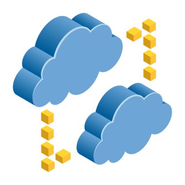 Bulut Ağı - Isometric 3d illüstrasyon.