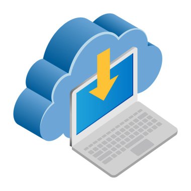 Laptop Depolama - Isometric 3d illüstrasyon.