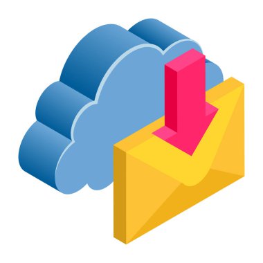 E- posta İndir - Isometric 3d illüstrasyon.