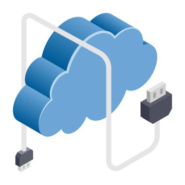 Bulut Eklentisi - Isometric 3d illüstrasyon.