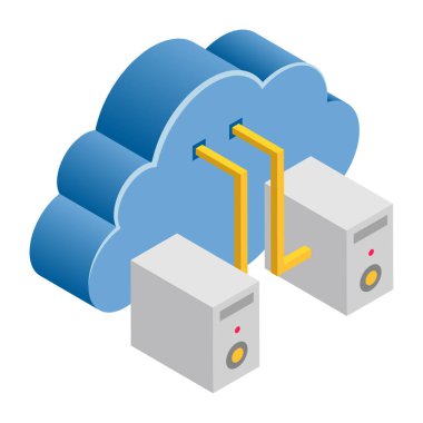Bulut Sunucu Bağlantısı - Isometric 3d illüstrasyon.