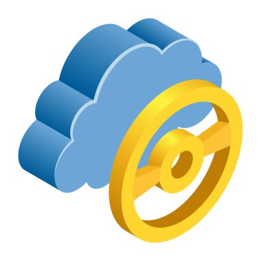 Akıllı Araba - Isometric 3d illüstrasyon.