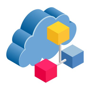 Bulut Ağı - Isometric 3d illüstrasyon.