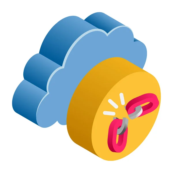 Unlink Cloud Isometrisk Illustration — Stock vektor