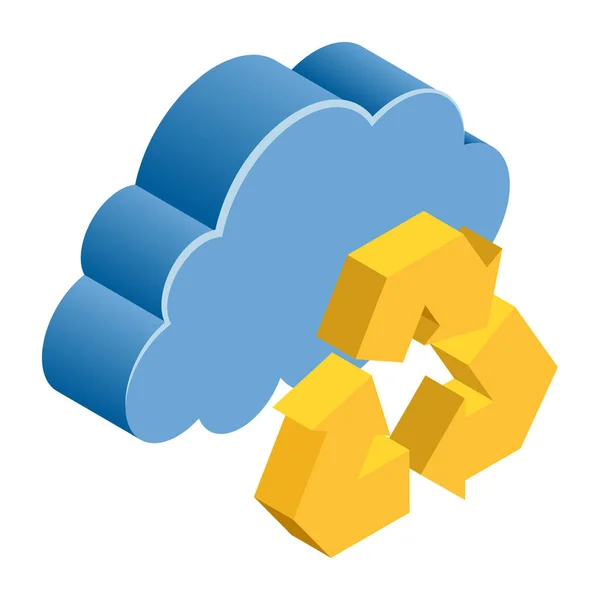 Cloud Sync Ισομετρική Τρισδιάστατη Απεικόνιση — Διανυσματικό Αρχείο