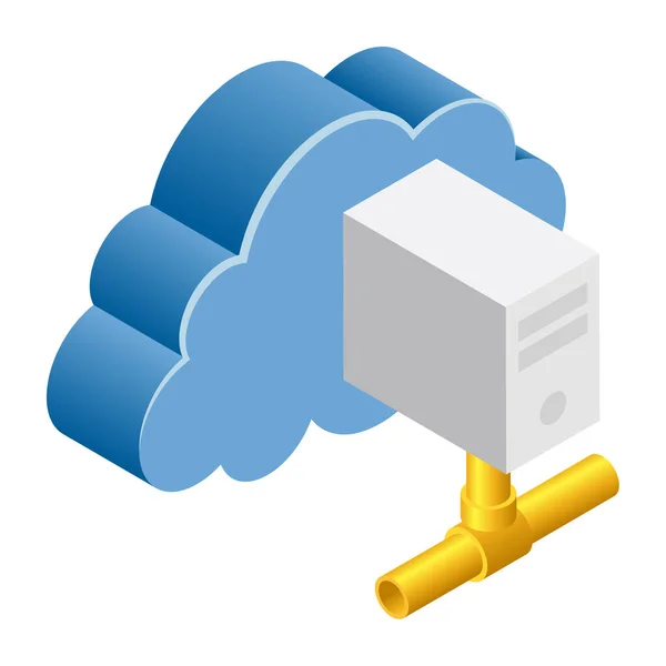 Cloud Server Изометрическая Трехмерная Иллюстрация — стоковый вектор