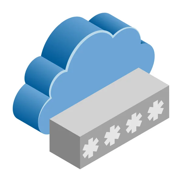 Cloud Passwort Isometrische Illustration — Stockvektor