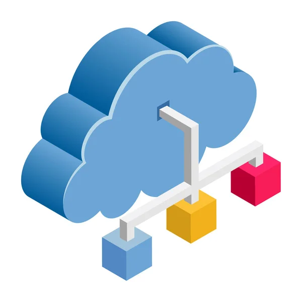 Cloud Network Isometric Ilustrație — Vector de stoc