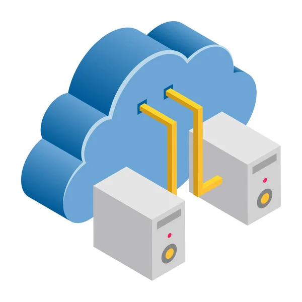 Cloud Server Connection Isometric Ilustrație — Vector de stoc