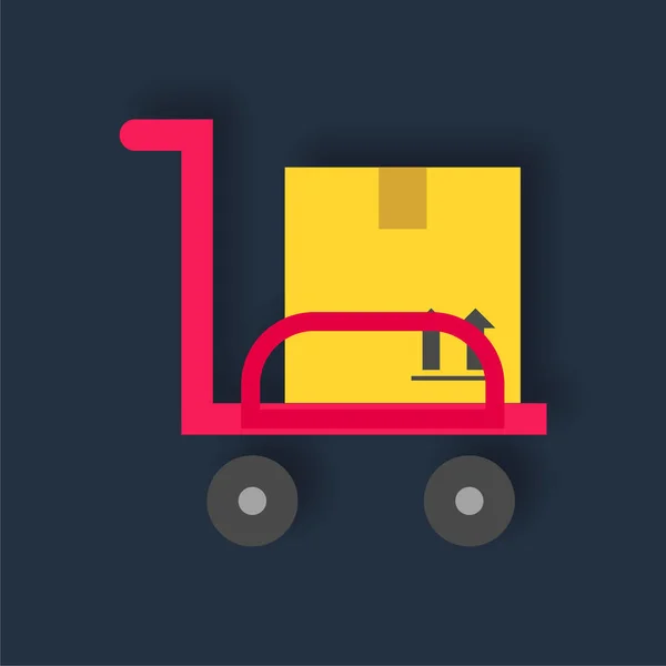 Parcel Dolly Flaches Farb Symbol — Stockvektor