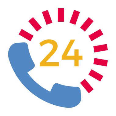 24 Saat Hizmeti - Düz renk simgesi.