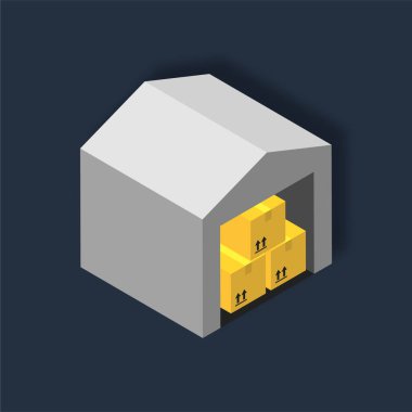 Depo - Isometric 3d illüstrasyon.