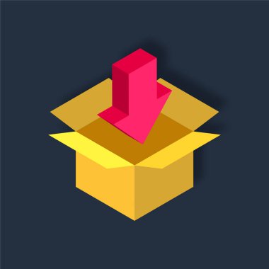 Kutuya Ekle - Isometric 3d illüstrasyon.