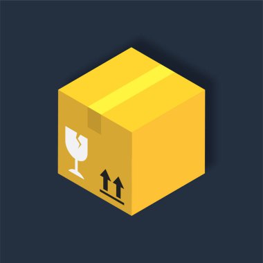 Kırılgan Paket - Isometric 3d illüstrasyon.