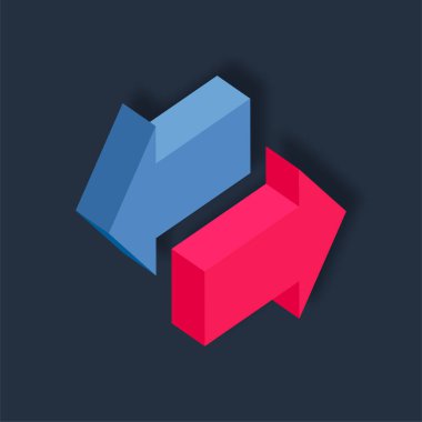 Yön Okları - Isometric 3d illüstrasyon.